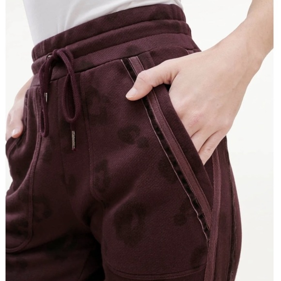 Splendid Studio Corinna Jogger w/ Velvet Track Line in Black Cherry Leopard - Picture 2 of 8